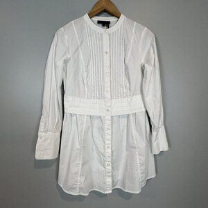 Donna Karan White Button Up Dress Shirt Tunic Size XS